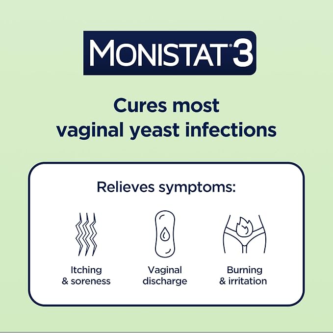 Monistat 3 Day Yeast Infection Treatment for Women, 3 Miconazole Ovule Inserts and External Monistat Anti-Itch Cream Bundle