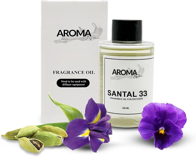 Essential Oils for Diffuser - Santal 33 Fragrance Oil Blend - Luxury Hotel Inspired Aromatherapy Oils - Cardamon, Cucumber and Mint Scent - 120ml