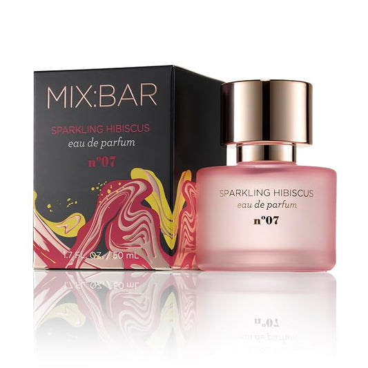 MIX:BAR Sparkling Hibiscus Perfume for Women - Bergamot, Hibiscus, Cashmere Musk, Champagne Bubble Fragrance Notes - Fruity Scent Eau de Parfum Spray Cologne - Bergamot Oil Hair Mist Perfume - 1.7oz