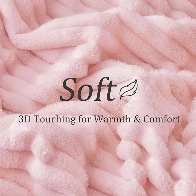 BEDELITE King Size Blanket for Bed, 300GSM Soft & Warm Fleece Blanket, Decorative and Giftable Striped Pink Blankets for Women, Men, 108"x90"
