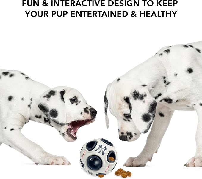Pets First MLB New York Yankees Baseball Treat Dispensing Toy for Dogs and Cats, Rubber Ball, Interactive Fun Dog/Cat Treat, Natural Rubber Dog/Cat Feeder