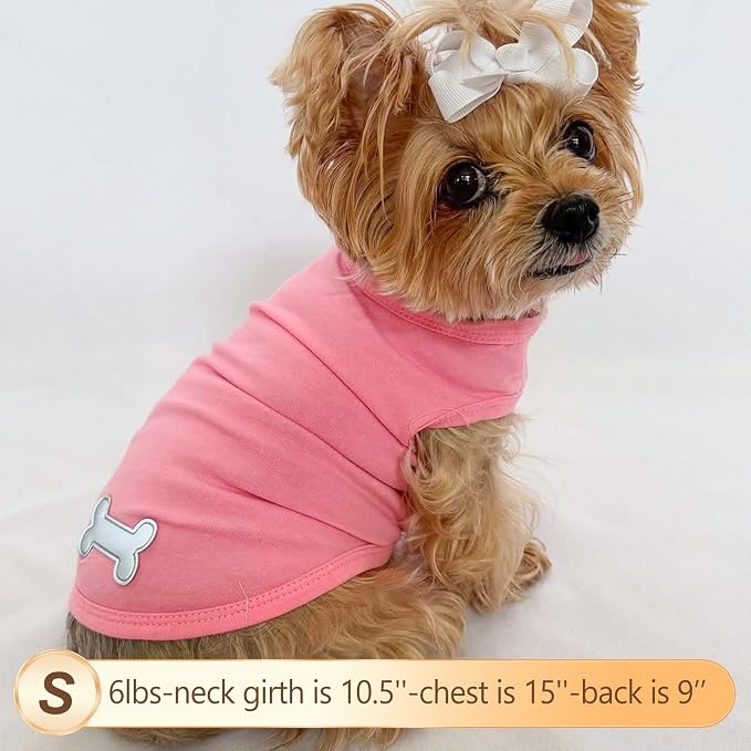 KYEESE 2Pack Cotton Dog Shirt for Small Dogs Soft Striped Tank Top | Reflective for Safety, Lightweight & Breathable, Gentle on Sensitive Skin, Stretchy & Free to Move, Comfortable Daily Wear