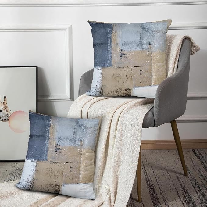 Throw Pillow Covers for Couch, 18x18 Inch, 2 Pack, Brown Grey | Decorative Throw Pillow Covers Cushion Covers for Couch Bedroom Sofa Living Room