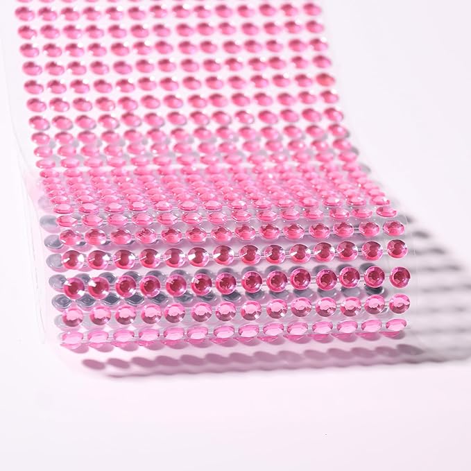 3555 PCS Face Gems Rhinestones Stickers - Temporary Tattoo Jewels for Crafts 3/4/5/6/8MM - Stick On Hair Gems Makeup Self Adhesive Crystal Stickers for Scrapbooking (Light Pink)