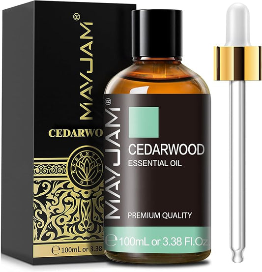 Cedarwood Essential Oil 100ML/3.38FL.OZ, MAYJAM Premium Grade Cedarwood Oil Essential Oils with Glass Dropper, Great for Aromatherapy Diffuser and DIY Soap Making