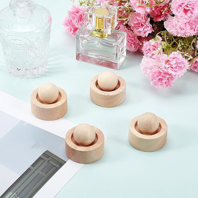 4PCS Burlywood Wooden Essential Oil Diffuser Compact Passive Oil Diffuser Small Aromatherapy Diffusers for Fragrance Eucalyptus Essential Oils Hotel Air Freshener for Home Office Car