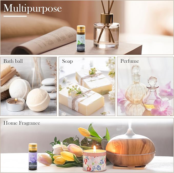 Essential Oil Set, 40 Pcs Fragrance Aromatherapy Oils for Skin, Diffusers, Home Care, Humidifier, Laundry, Candle Making - Tea Tree, Sandalwood, Lavender, Vanilla, Eucalyptus and More(5mL)