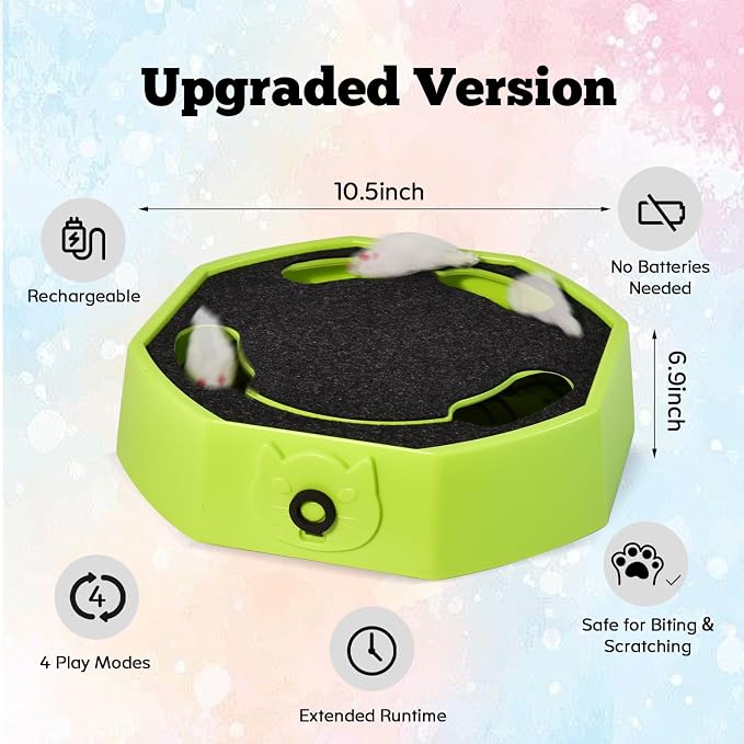 Automatic Cat Toy, Rechargeable Interactive Cat Toy with 4 Modes & Sounds