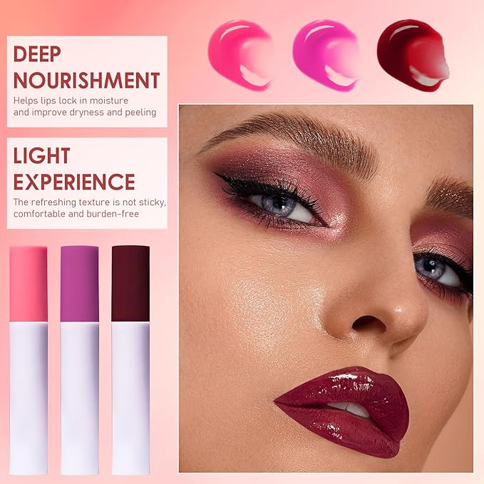 Lips Staining Lip Oil, Lips Staining Long-Lasting Waterproof Moisturizing Lip Oil, Dynamic Finish that Goes on Glossy and Leaves a Stain, Non-Sticky Lip Glow Makeup (Tamarind)