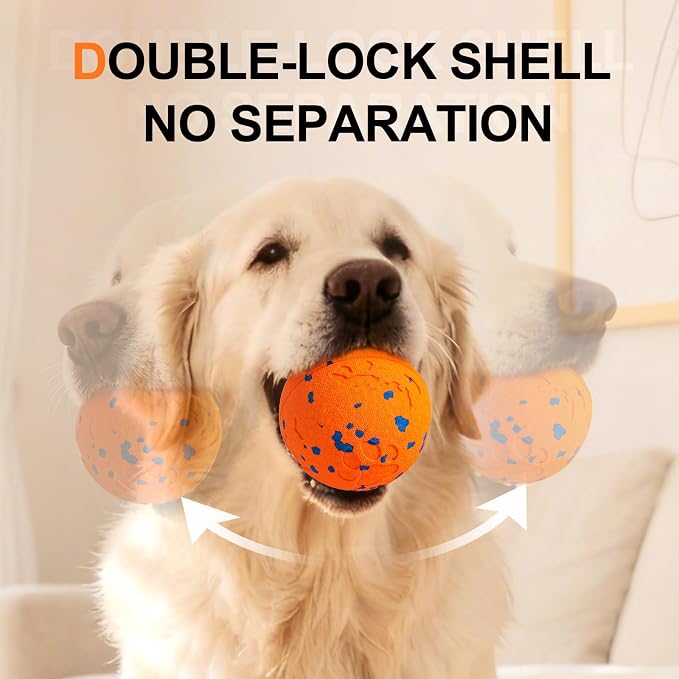 Smart Dog Toy Ball with Interactive Modes, IPX7 Waterproof, USB Rechargeable Auto-Moving Pet Ball, Self Moving Bouncing Dog Ball, Durable Electronic Dog Toy for Active Large Breed Puppies&Dogs（Orange）