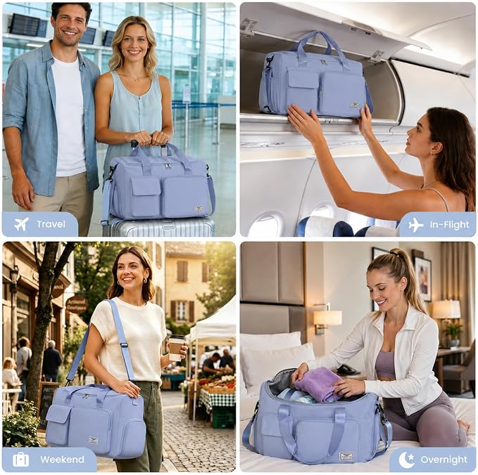 FIORETTO Women's Gym Duffle Bag with Shoes Compartment, 30L Capacity, Ideal for Travel, Gym, Sports, Duffel, Weekender