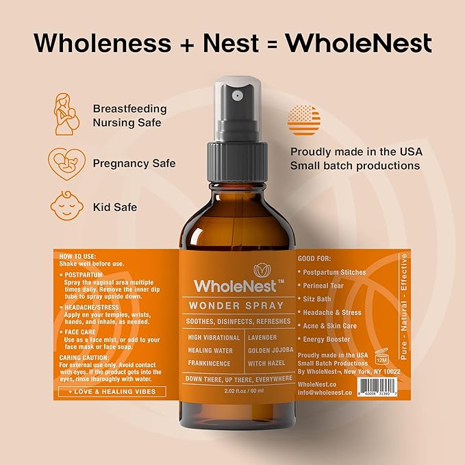 2-Piece Postpartum Essentials, Multi-Use Perineal Spray (60ml) & Comfort Oil (15ml), Gentle Care for Delicate Areas, Plant-Based Ingredients, Wellness & Postpartum Mom Gifts
