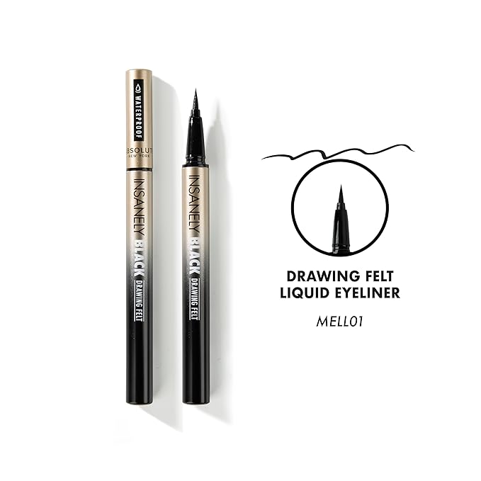 Absolute New York Insanely Black Micro Angled Liquid Eyeliner, Thin Pointed End, Creates Thin Lines Closer to Lash Line