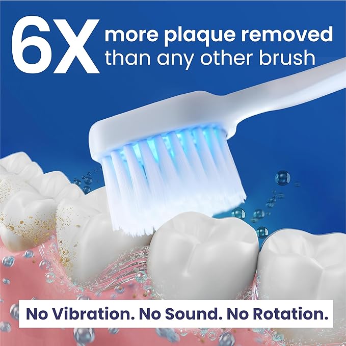 Great Gums Lite Extra Soft Toothbrush for Sensitive Gums - Soft Bristle BioElectric Toothbrush for Braces Care - Non Vibrating Plaque Remover for Teeth - Orthodontic & Periodontal Teeth Cleaning Brush
