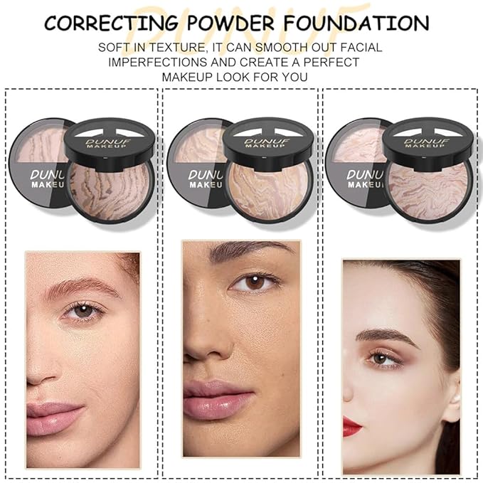 Baked Natural Correcting Pwoder Foundation Makeup, Highlighter Hybrid - Natural Finish, Waterproof Long Lasting, Demi-Matte Natural Finish, Talc-Free, Vegan, 05#