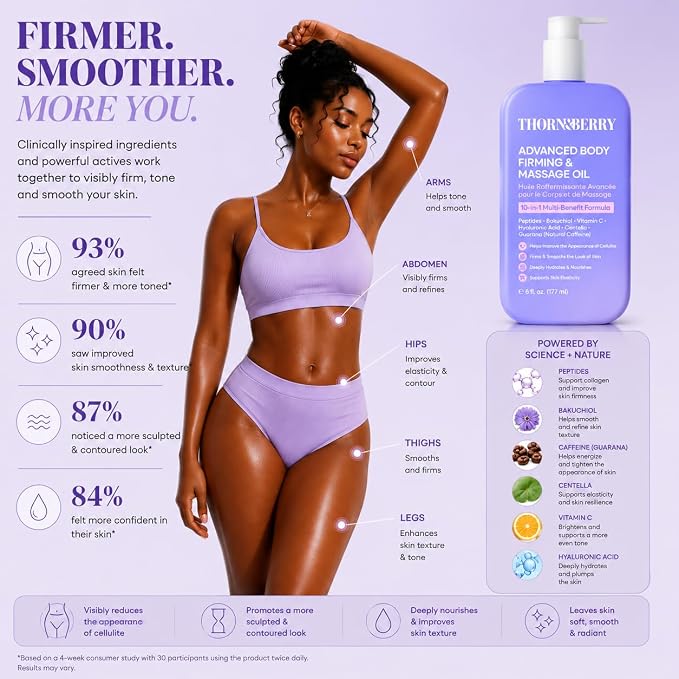 Firming Body Oil for Crepey Skin Tightening | Anti Cellulite Massage Oil for Massage Therapy for Women | After Shower Cellulite Remover for Legs, Full Body, Thighs, & Butt Firming | Moisturizing Oil
