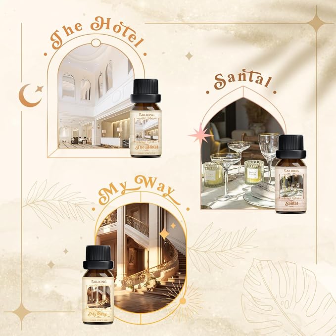 SALKING Aromatherapy Diffuser & Hotel Essential Oils Set, 100ml Diffuser Cool Mist Humidifier with 8 Colors Light and Luxury Hotel Fragrance Oil for Home