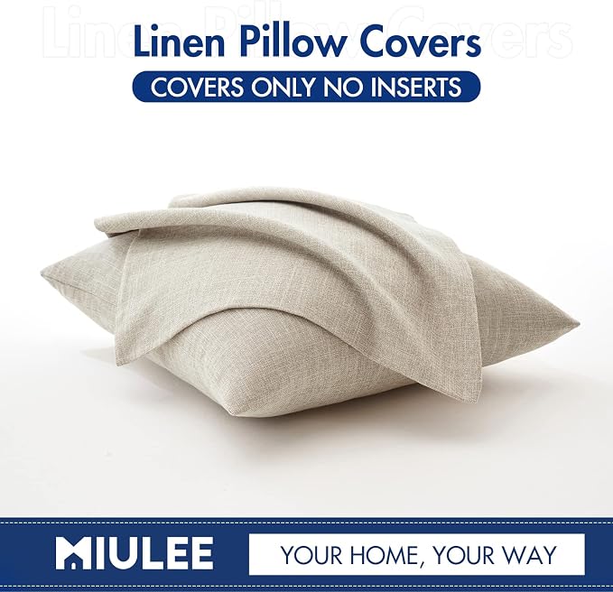 MIULEE Pack of 2 Decorative Linen Burlap Textured Pillow Covers Farmhouse Boho Accent Pillowcases Spring Home Decor for Couch Sofa Bedroom Living Room 16x16 Inch Taupe