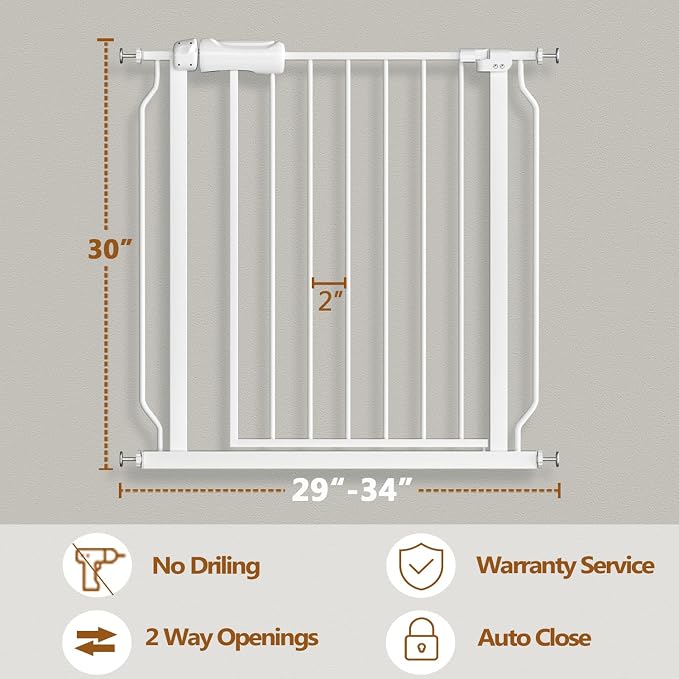 Fairy Baby 29-34 Inch Extra Wide Baby Gates for Doorways Stairs Hallway