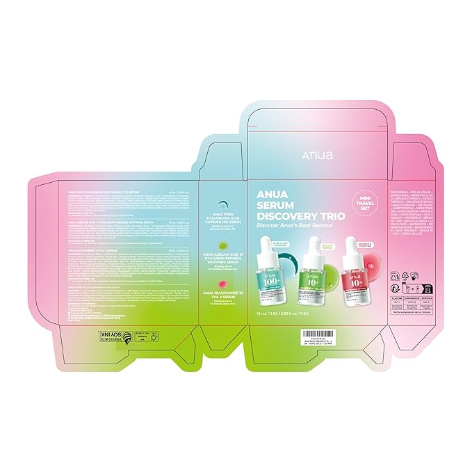 Anua Serum Discovery Trio, Mini Face Serum Travel Size Kit with Hyaluronic Acid, Niacinamide & Azelaic Acid, Hydrating Soothing Gift Set for Women, Korean Skincare Set -10ml/0.33fl.oz × 3EA