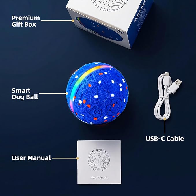 Interactive Dog Ball Toy[Newly Upgraded], 3 Modes, Sound & Vibration, USB-C