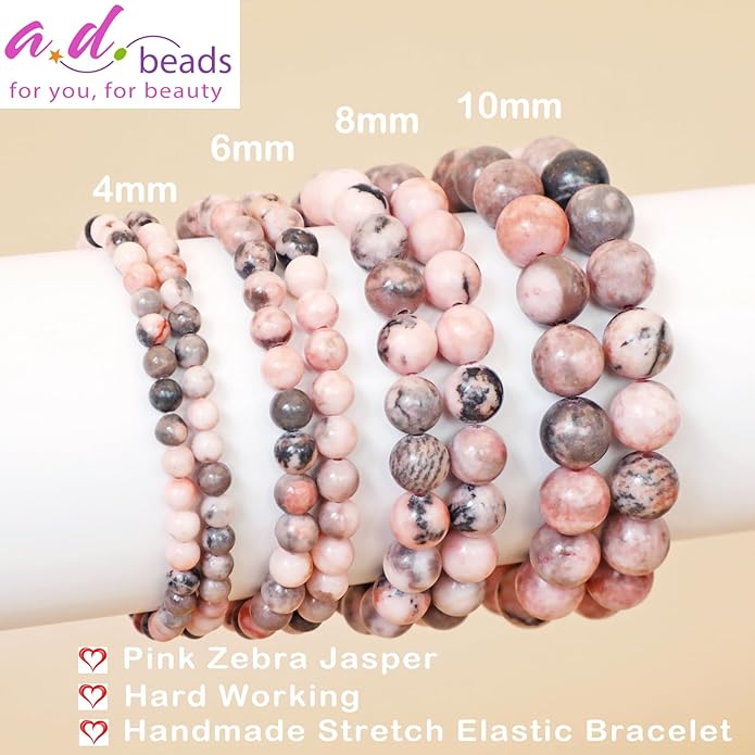 AD Beads Handmade Gemstone Stretch Elastic Bracelet Crystal Healing Reiki Nature's Beauty and Spiritual Essence Unisex