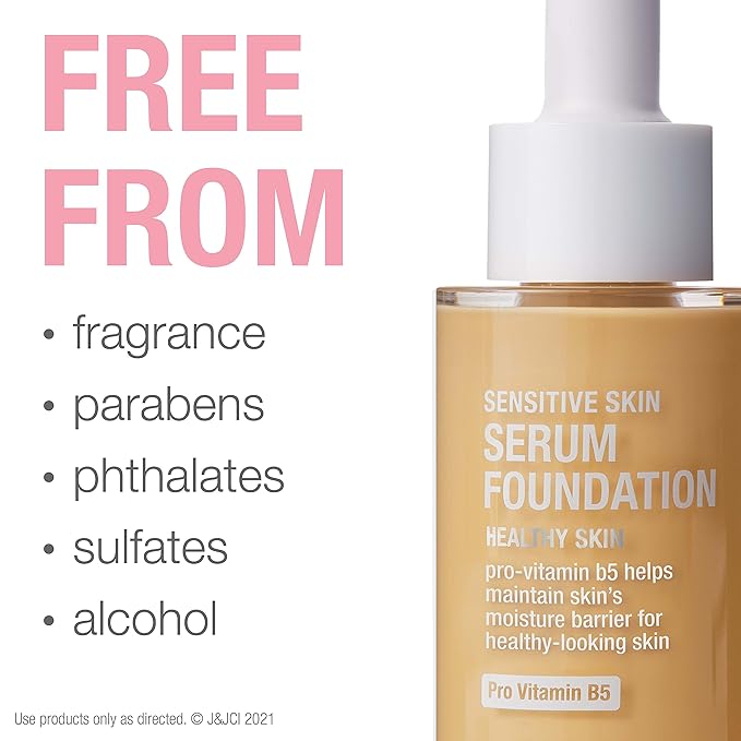 Neutrogena Healthy Skin Sensitive Skin Serum Foundation with Pro-Vitamin B5, Color Correcting & Pore Minimizing Liquid Foundation & Face Serum, Buildable Coverage, Medium 03, 1 oz