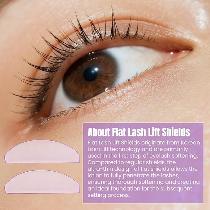 Libeauty 1mm Ultra Thin Flat Lash Lift Shields, Korean Lash Lift Pads for Step 1 Softening Only, Self Adhesive Glueless Silicone Lash Rods with Storage Case, Professional & DIY Supplies, Purple