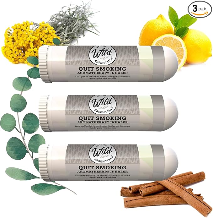 Wild Essentials Quit Smoking Aromatherapy Inhaler, 100% Natural Essential Oil Stop Smoking Stick, USA Made, 3-Pack