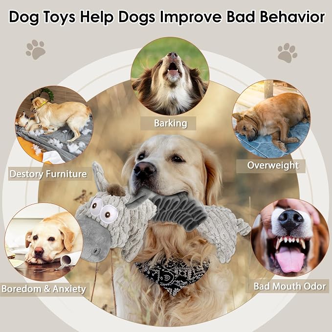 Large Squeaky Plush Dog Toys, Interactive Puppy Toys for Tug of War, Tough Pet Toys for Dogs, Dog Chew Toy for Small, Medium, and Large Dogs