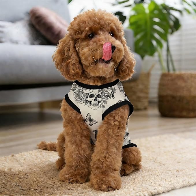 Halloween Pet Vest Black Crow Pet Shirts Small | skull floral Dog Shirt Vest cute pet Sleeveless Vests Ice Silk Dog T-Shirts holiday Dog Clothes Halloween Canine Wear