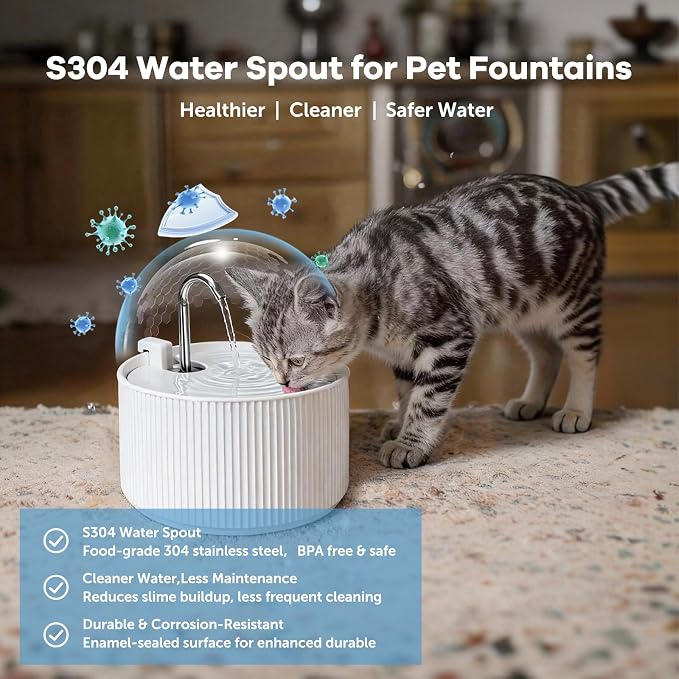 Upgrade Ceramic Cat Water Fountain, 2.2L/78oz Ceramic Cat Fountain, Automatic Ceramic Water Fountain for Cats, Pet Water Fountain with Ultra-Quiet Pump (White) | 2.2L/78oz Ceramic Cat Fountain, Automatic Ceramic Water Fountain for Cats, Pet Water Fount...