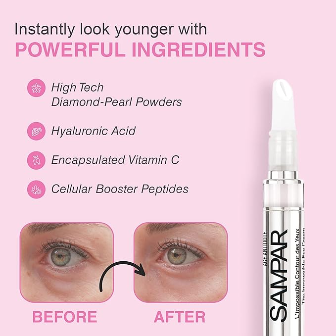 SAMPAR Illuminating Eye Cream - Anti-Aging, Hydrating & Brightening Treatment with Hyaluronic Acid, Vitamin C, and Essential Oils - Reduces Dark Circles, Fine Lines & Puffiness - All Skin Types
