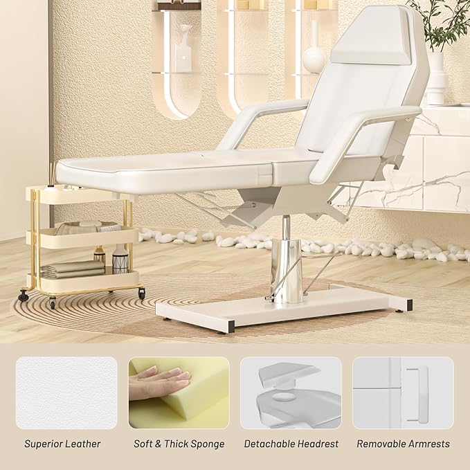Hydraulic Facial Chairs for Esthetician Bed with Stool Height Adjustable Tattoo Chair for Client Spa Esthetician Aesthetic Treatment