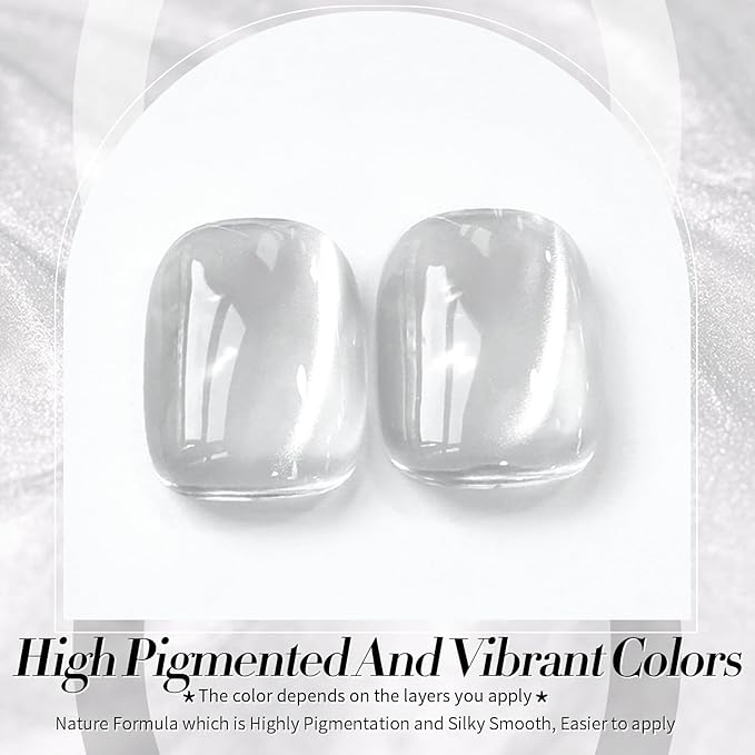 BORN PRETTY Silver Cat Magnetic Eye Gel Nail Polish Crystal Glass Cat Magnetic Shimmer Gel Polish Glass Magnetic Gel Gift 15ML