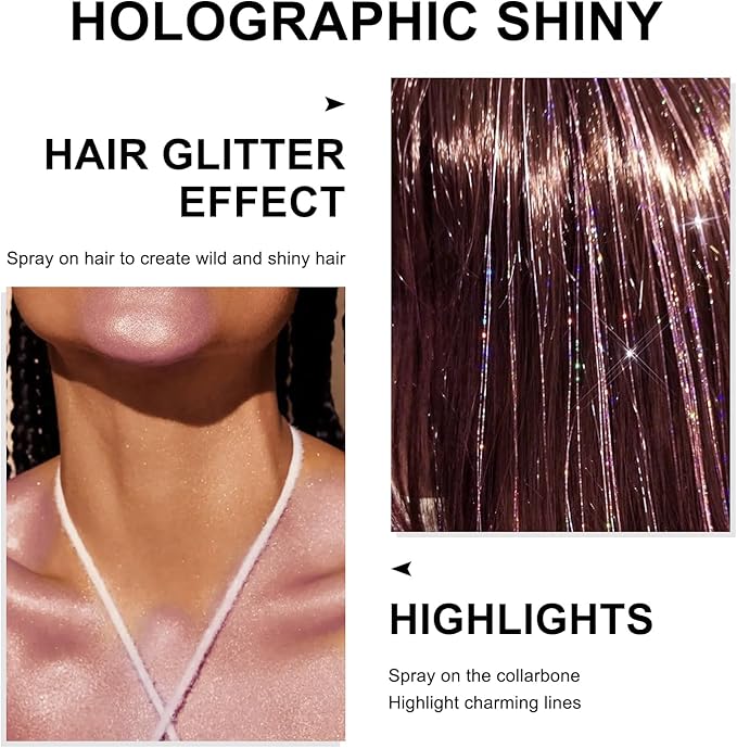 Hair and Body Glitter Spray, 1PC Purple Glitter Hairspray Dry Powder Makeup for Clothes, Festival Rave Prom Loose Sparkle Powder,Holographic Ultra Fine Resin Glitters for Crafts,10g (Purple)