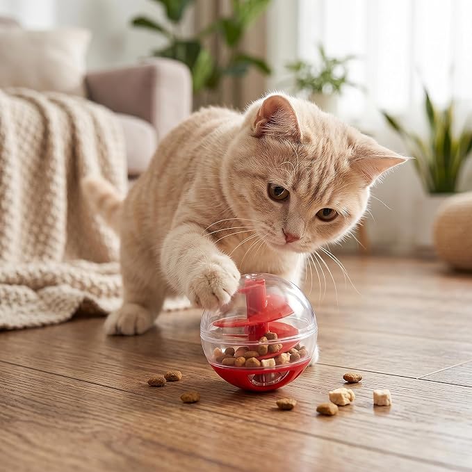 2 Pcs Cat Treat Dispenser Toy, Adjustable Portions Food Ball for Cats, Interactive Puzzle Food Toys for Indoor Kitten Training, Slow Feeder Ball for Cats