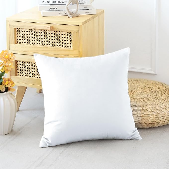 Artscope Luxury Velvet Pillow Covers Decorative Square Pillowcases Soft Solid Cushion Cases for Couch Sofa Bedroom Car Decor 22x22 Inch White