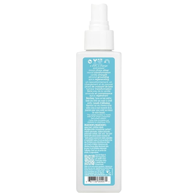 Pacifica Hair Perfume & Body Fragrance Spray Mist - Silver Moon with Vanilla, Almond & Spice – Alcohol-Free, Vegan & Cruelty-Free, 6.5 oz