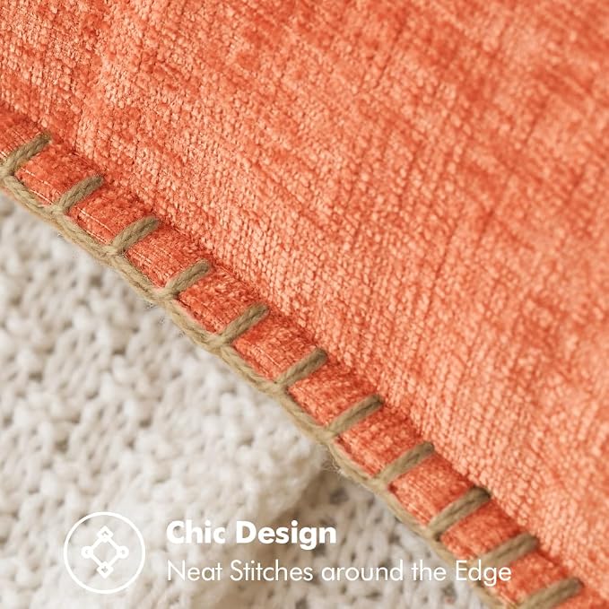 MIULEE Decorative Couch Throw Pillow Covers 20x20 Inch Coral Red 2 Pack | Farmhouse Pillow Covers with Stitched Edge, Soft Chenille Cushion Cases, for Sofa Bed Living Room Home Decor