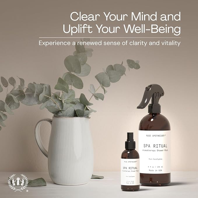 Muse Apothecary Spa Ritual Pure Eucalyptus Oil Shower Mist - Eucalyptus Spray for Shower, Spa, Bath, and Linen - Aromatherapy Eucalyptus Essential Oil Spray - 2oz