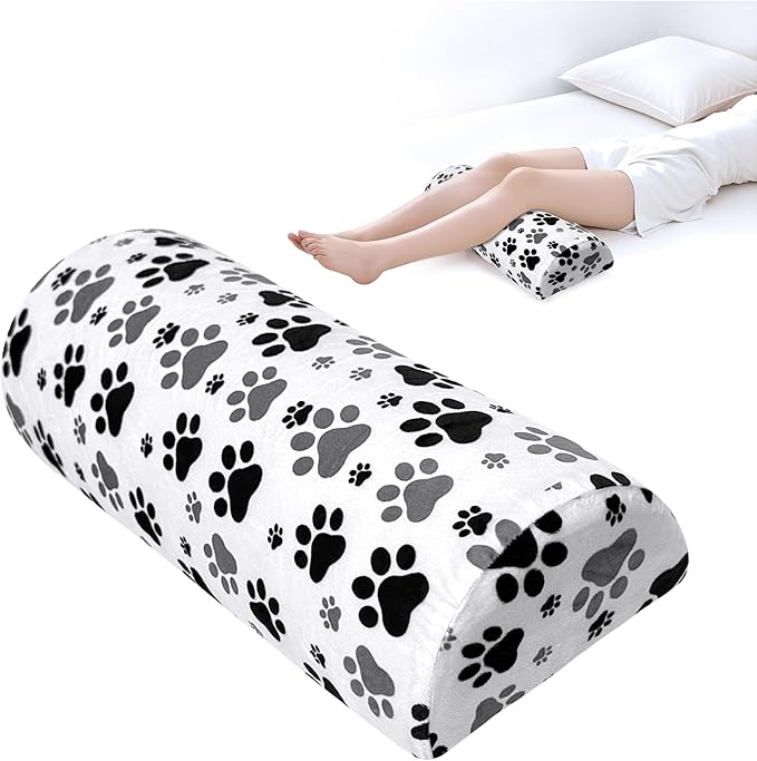 Knee Pillow for Back Sleeping – Half Moon Bolster Pillow for Under Knee While Sleeping Support, Leg & Back Pain Relief (21.5x9x5 Inches)