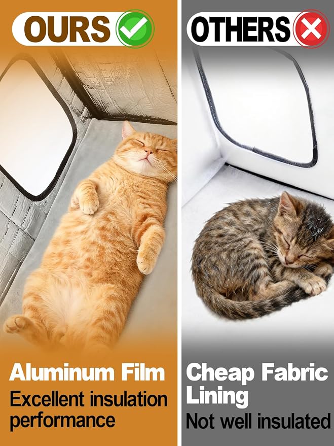 Weatherproof Heated Cat Houses for Outdoor Cats - Insulated Cat Shelter for Winter with Thermostatic Heating Pad and Escape Door, Warm Outside Pet House Gift for 1-2 Feral Cats (Black)