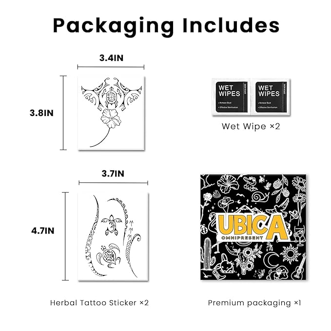 2 Weeks Semi Permanent Tattoo, Ocean Turtle Totem Temporary Fake Tattoos For Women Arm Hand Neck, For Adults Girl, Realistic Waterproof and Non-Reflective, 2 Sheets