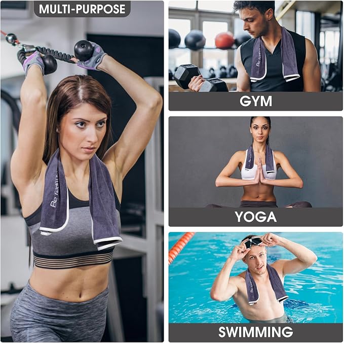 Microfiber Gym Towel Set for Men Women, Super Soft and Quick-Drying Towels for Fitness, Yoga, Cycling, Swimming (Navy Blue, 3 Pack)