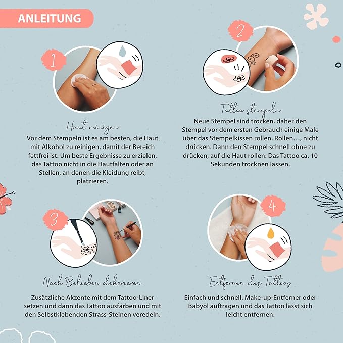 LaDot Temporary Tattoo Stamp– Easy-to-Use Reusable Ceramic Skin Stamp for Creating Custom Temporary Tattoos – Fun Body Art Tool for Parties, Events, and Festivals (Lotus Flower, Small)