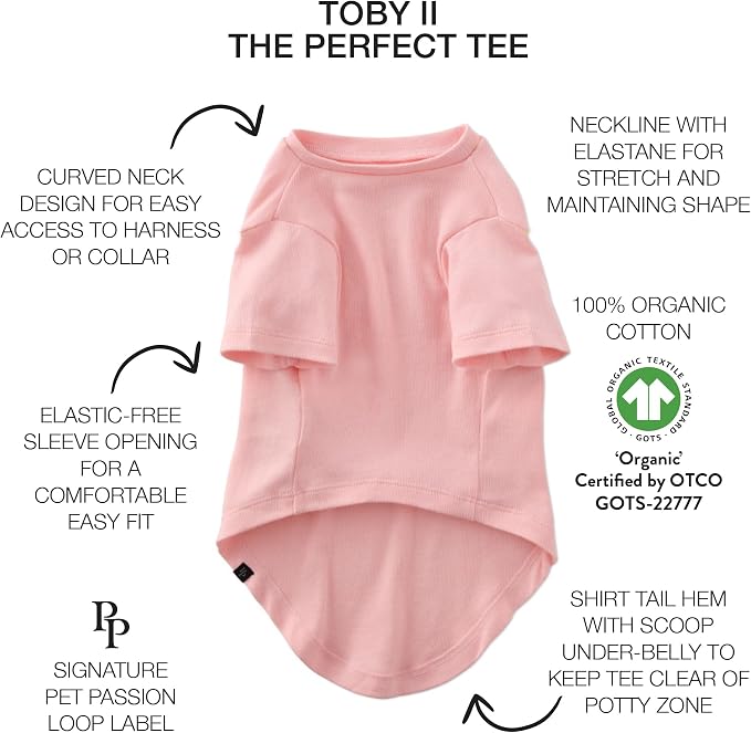 Pet Passion Toby II Dog T-Shirt, 3 Pack, Pink Camo, Small | GOTS-certified organic cotton short-sleeve tee. Breathable, soft & sustainable for everyday wear.