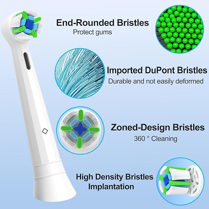 Qitizu Replacement Heads Compatible with Oral B iO Electric Toothbrush, Replacement Toothbrush Heads Fit for Oral-B iO 2/3/4/5/6/7/8/9/10 Series Toothbrush, 8 Packs (White)