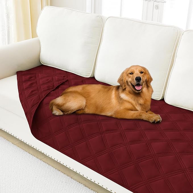 Smiry Waterproof Dog Bed Cover, Reversible Pet Blanket for Sofa Couch | Soft Washable Dog Blanket, Leakproof Couch Cover for Dogs Cats & Furniture Protection, 40x70, Wine Red/Wine Red