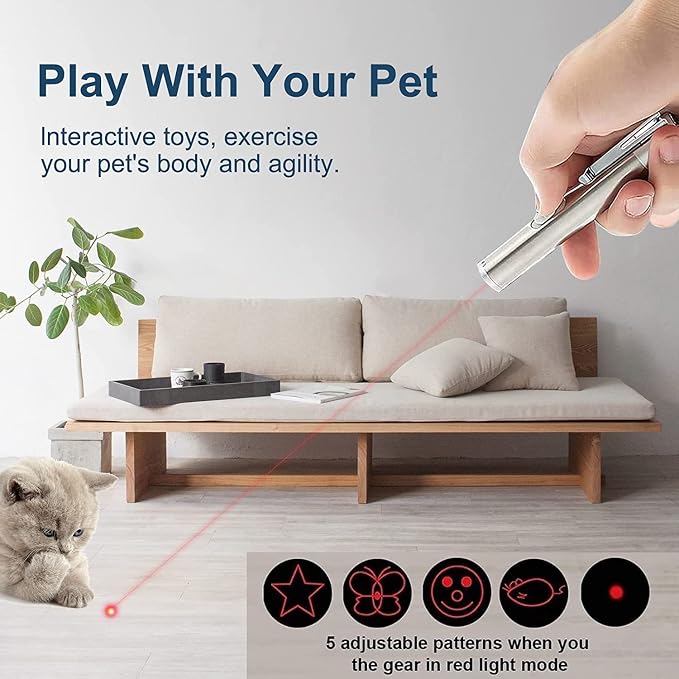 BEGRIM Cat Toy Pointer for Indoor, Cat Mouse Toys Wand Light Pet Interactive Toys to Keep Cat Busy, for Kitten Cat Dog Chase Play